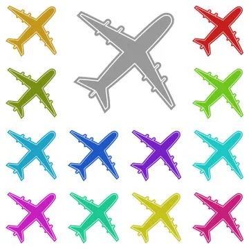 Aircraft icon in multi color. Simple glyph vector of summer set for UI and UX Illustrazione stock