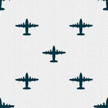 Aircraft icon sign. Seamless pattern with geometric texture. 스톡 일러스트