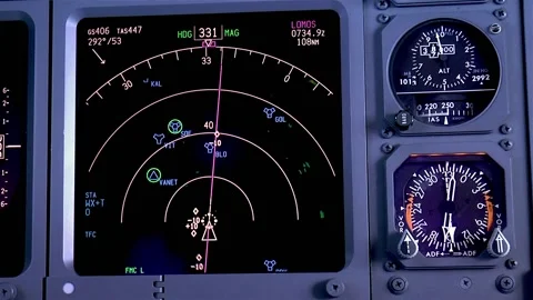 Aircraft instrument panel. Vídeos de archivo 143917742