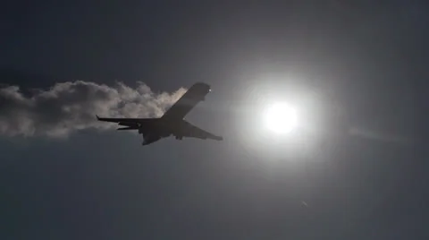 Aircraft landing on evening Stock Footage 24632837