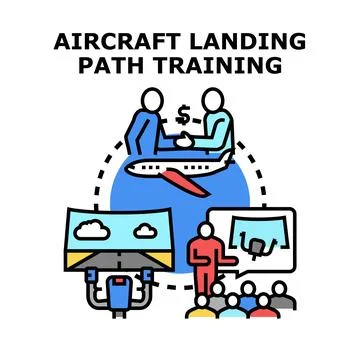Aircraft landing path flight simulation training concept Stock Illustration