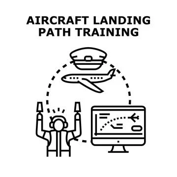 Aircraft landing path training using simulation technology Stock Illustration
