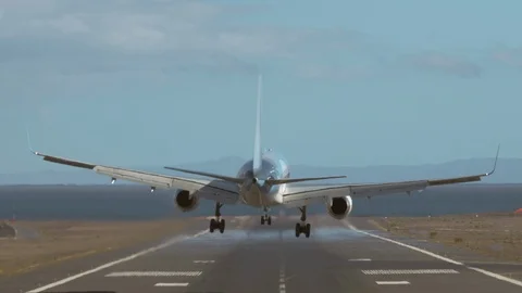 An aircraft lands Stock Footage 115084911