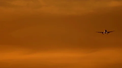 Aircraft in the light of sunset Stock Footage 94562877
