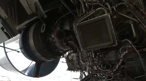 Aircraft Maintenance, Dismantled Plane Engine Stock Footage 62202051