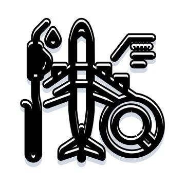 Aircraft maintenance operations with refueling and inspection Stock Illustration