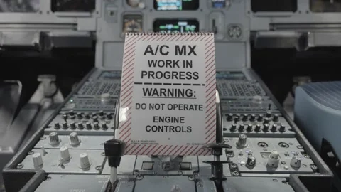 "Aircraft maintenance in Progress-Do not operate Engine Controls" sign Stock Footage 255194594