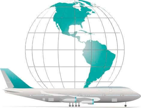 Aircraft with model of Earth Ilustração Stock
