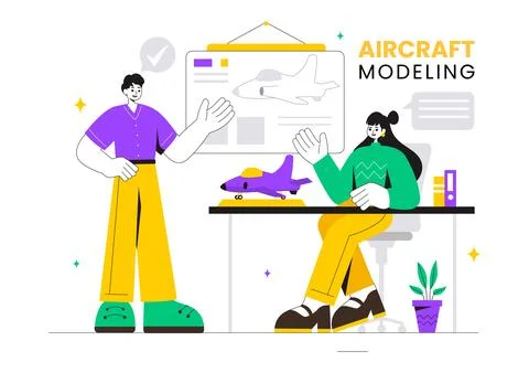 Aircraft Modeling and Crafting Vector Illustration with Assembling or Paint.. Stock Illustration