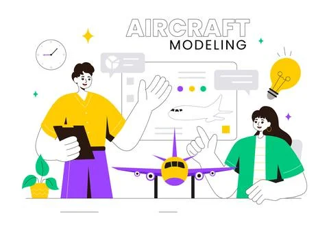 Aircraft Modeling and Crafting Vector Illustration with Assembling or Paint.. Stock Illustration