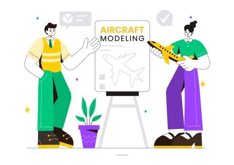 Aircraft Modeling and Crafting Vector Illustration with Assembling or Paint.. Stock Illustration