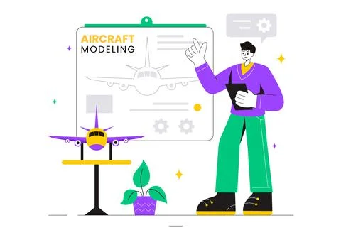 Aircraft Modeling and Crafting Vector Illustration with Assembling or Paint.. Stock Illustration
