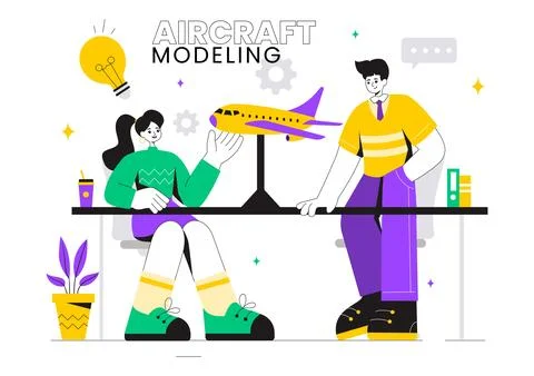 Aircraft Modeling and Crafting Vector Illustration with Assembling or Paint.. Stock Illustration