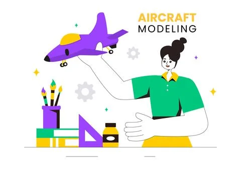 Aircraft Modeling and Crafting Vector Illustration with Assembling or Paint.. Stock Illustration