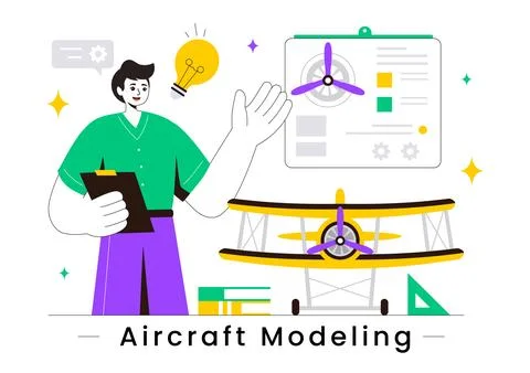Aircraft Modeling and Crafting Vector Illustration with Assembling or Paint.. Stock Illustration
