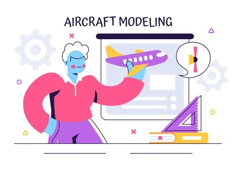 Aircraft Modeling and Crafting Vector Illustration Featuring the Assembly o.. Stock Illustration