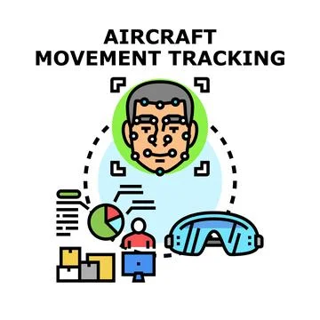 Aircraft movement tracking system analyzing data Illustrazione stock