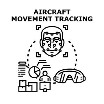 Aircraft movement tracking system analyzing data Stock Illustration