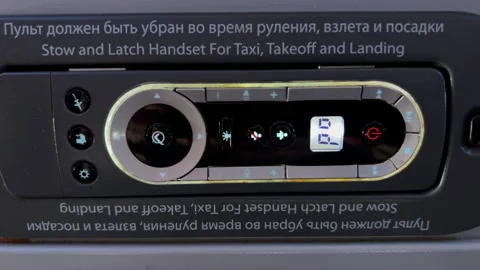 Aircraft multimedia system control panel for passenger. Video stock 168705349