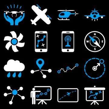 Aircraft navigation icon set Illustrazione stock