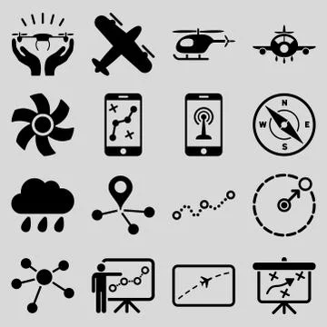 Aircraft navigation icon set Ilustración de archivo
