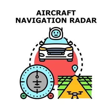 Aircraft navigation radar concept for autonomous piloting Illustrazione stock