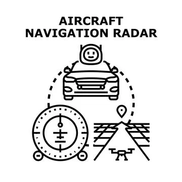 Aircraft navigation radar concept for autonomous piloting Stock Illustration