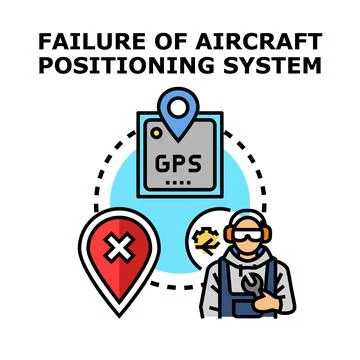 Aircraft navigation system failure and repair service Illustrazione stock