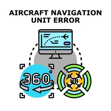 Aircraft navigation unit error system malfunction concept Stock Illustration