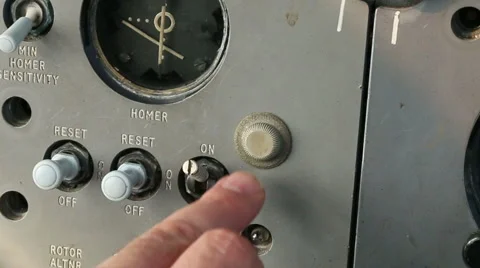Aircraft panel hand flicks switch 02 Stock Footage 42496767