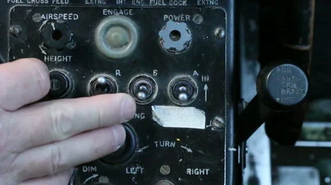 Aircraft panel hand flicks switch 10 Stock Footage 42911662