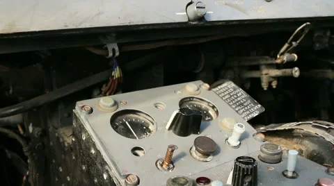 Aircraft panel hand twists switch 01 Stock Footage 42497124