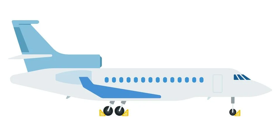 Aircraft parked vector flat material design isolated object on white background. Ilustración de archivo