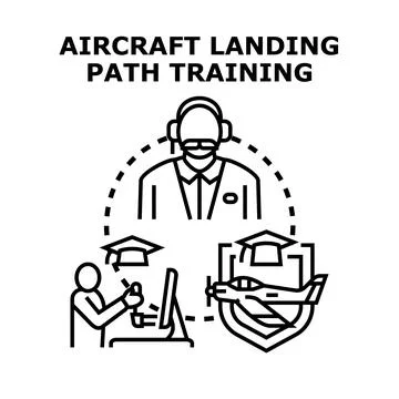 Aircraft pilot landing path training concept illustration Stock Illustration