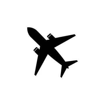 Aircraft, plane icon in black simple design on an isolated background. EPS 10 Stock Illustration