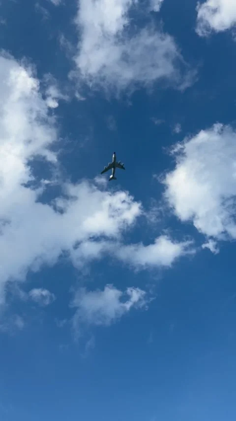Aircraft plane Passing Overhead in Vertical Sky Clip Stock-Footage 339288903