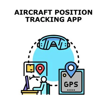 Aircraft position tracking application controlling navigation technology Illustration