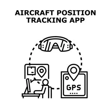 Aircraft position tracking application controlling navigation technology Illustration