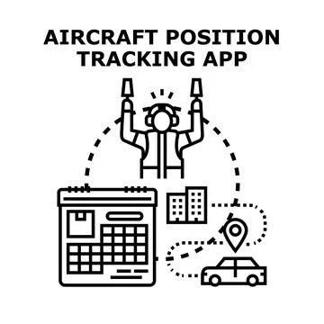 Aircraft position tracking application managing flight routes Stock Illustration