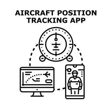 Aircraft position tracking application vector concept Stock Illustration