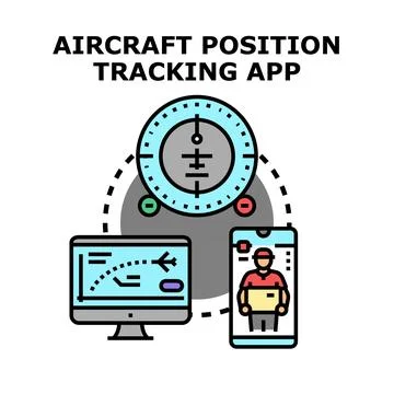 Aircraft position tracking application vector concept Stock Illustration