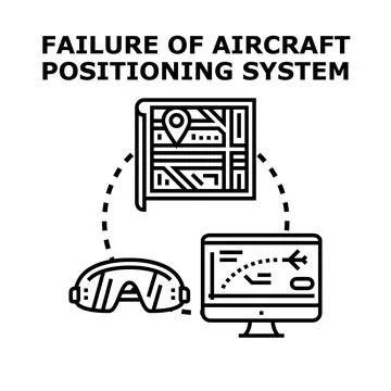 Aircraft positioning system failure concept vector illustration Stock Illustration