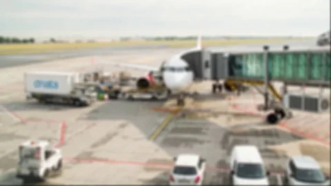 Aircraft preparation for flight. Time lapse blurred shot Stock Footage 76819403