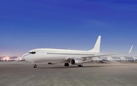 Aircraft preparing to take off Stock Photos