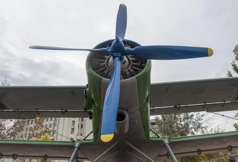 Aircraft propeller An-2 close-up 库存照片