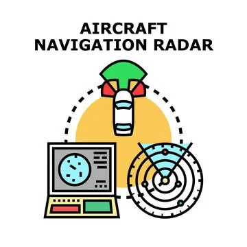 Aircraft radar navigation system for flight control Stock Illustration