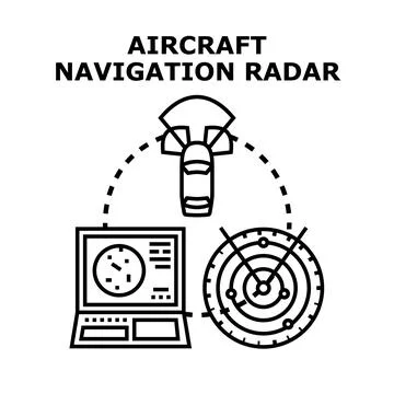 Aircraft radar navigation system for flight control Stock Illustration
