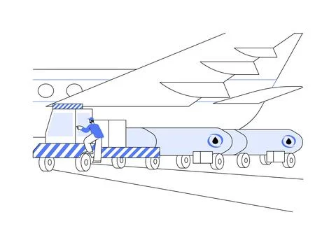 Aircraft refueling abstract concept vector illustration. Stock Illustration