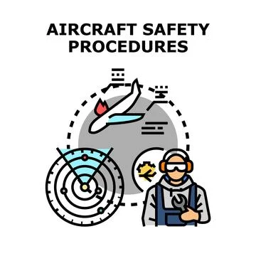 Aircraft safety procedures ensuring secure aviation operation Stock Illustration
