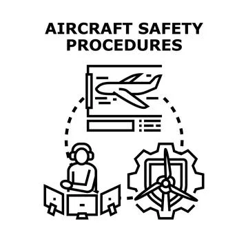 Aircraft safety procedures ensuring secure aviation operations Stock Illustration